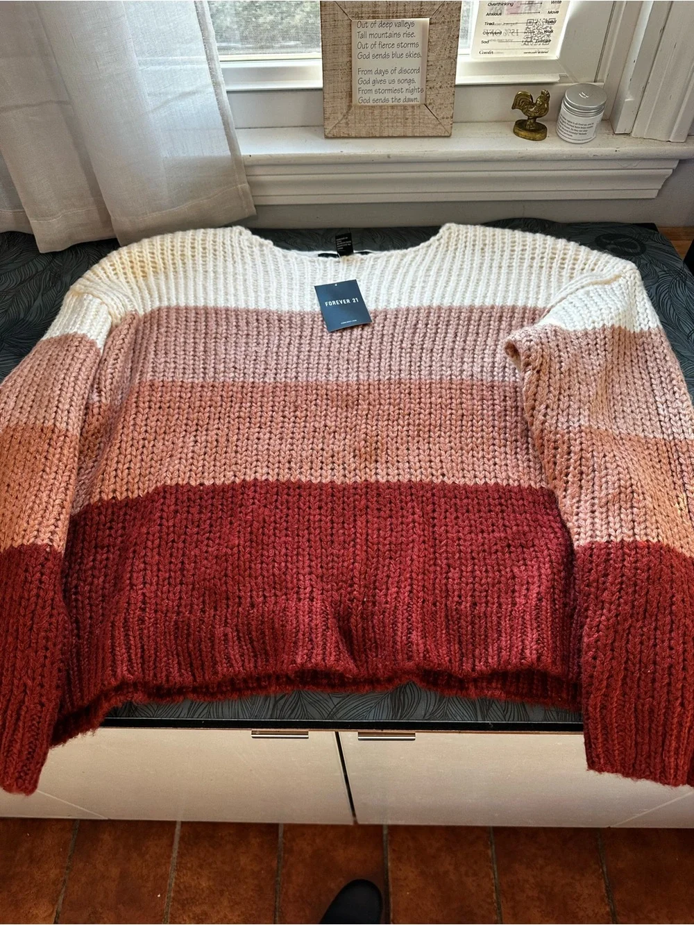 Forever 21 Colorblock Crewneck Sweater in Cream, Blush & Rust